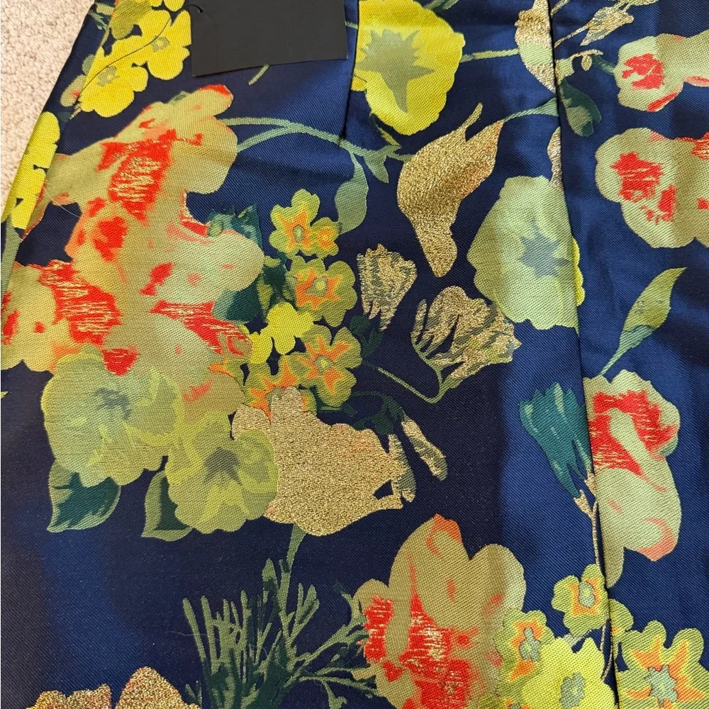 LULUS navy blue floral puff sleeve mini dress - Picture 3 of 6